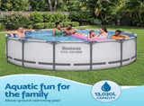Bestway Swimming Pools 427cm x 107cm Steel Above Ground Round Backyard Pool Set White BW-POOL-R-427-56949