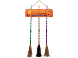 Light Up Broom Parking Sign 43.3 Inch Wooden Spooky Hanging Sign with 3 Witch Brooms for Front Porch V1294-YM0901-240812FB06-2