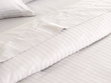 KENSINGTON 1200TC COTTON SHEET SET IN STRIPE-DOUBLE - WHITE ABM-202128