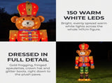 Christabelle 1.47m Teddy Bear Nutcracker Christmas Light Up Display LED Outdoor Indoor Xmas Yar 112_SHE208