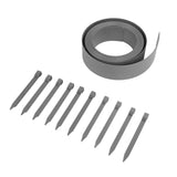Plastic Garden Border Wood Grain Pattern Flat PE Landscape Edging Kit with Fixing Nails 10M Gray V1294-YM0901-3111240054912
