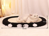 Oval-shaped black coal balls Large Cat Scratcher Bed 2 in 1 Sisal Scratching Pad & Plush Lounge Nest V888-ELOSUNG40438