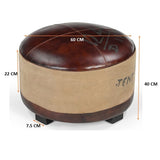 VINTAGE ROUND OTTOMAN V742-M1827