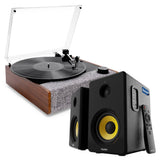 Victrola Eastwood II Turntable - Walnut Bundled Majority D40X Bluetooth Speakers V398-VTA-74-WLN-MY