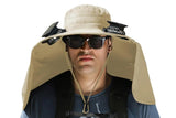 Outdoor Wide Brim Sun Hat With 2 Solar Fans Fishing And Beach Hat With Built In Fan -Khaki V1308-DSZKI-62-2