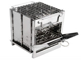 Portable Folding Camping Stove with Grill Stainless Steel Wood- Pit for Hiking, V1107-CS-BXSSKL