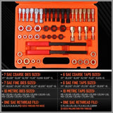 48-Pieces SAE and Metric Thread Restorer Kit Fractional Metric Thread Restorer V465-95339
