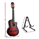 Alpha 34 Inch Classical Guitar Wooden Body Nylon String w/ Stand Beignner Red GUITAR-D-34-RED-CAPO