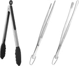 600F Heat Resistant 12in Silicone Cooking Tongs with Non Stick Rubber Tips and 12" Kitchen V1258-DP02-C-385