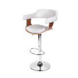 Artiss Bar Stools Gas Lift Leather w/Armrest White BA-TW-8006A-WH
