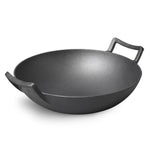 SOGA 32cm Commercial Cast Iron Wok FryPan Fry Pan with Double Handle ZPAI013A