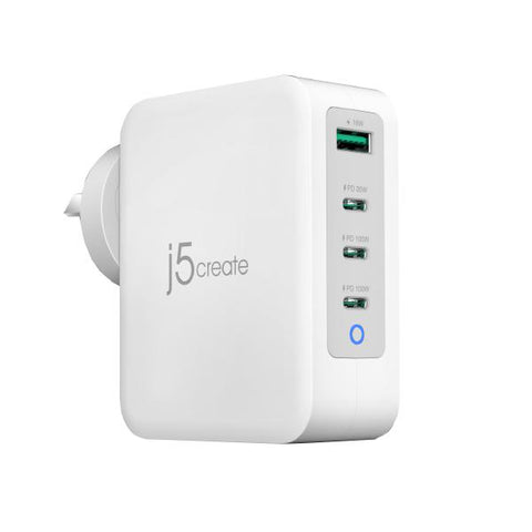 J5create JUP43130 130W GaN USB-C 4-Port Charger 28UD-JUP43130