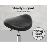 Artiss 2x Salon Stool Saddle Swivel Chair Black SALON-B-ERG-BKX2