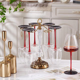 Rotating wine glass rack with 6 hooks - Antique freestanding drying rack for the countertop V1259-DP01-BO-583