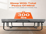 Rollaway Bed, 96.5 cm x 190 cm Folding Bed with 10 cm Mattress, Twin Size Foldable Bed with Sturdy V952-ZDC38YC4INCHYORRBV0