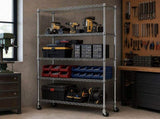 Wire Storage Rack 90x45cm Chrome Shelving with Wheels V63-841441