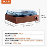 Bluetooth Vinyl Record Player 3-Speed Belt Driven Turntable 5W Speakers V952-LSJ23S000000RDAI3V3