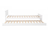 Artiss Single Bed Frame with Trundle Solid Wood Toddler Bunk Bed with Headboard White WBED-F-03S-107-AB