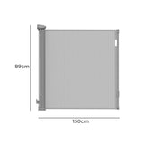 BoPeep Retractable Baby Safety Gates 150cm Grey 150 cm KD1134-150-GY