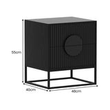 Sarantino Silvia Bedside Table with 2 Drawers and Black Handles CBT-91S-0TZ-BLK