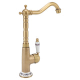 Antique Kitchen Faucet Gold All Copper European Antique Hot Cold Mixed 360&deg Rotating Kitchen V1294-YM0715-3112220048711