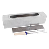 Tabletop Fire Pit Rectangle Concrete Grey Stainless Steel Liner with Lid Sticks Small Portable V1294-YM0901-3111230275111