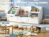 Keezi Kids Bookshelf Storage Organiser Toy Box Drawer Bench Seat Cabinet White FURNI-N-BOOK-140-WH-AB