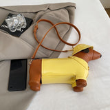 Dachshund Bag Crossbody Bag Travel Bag High Quality Bag Fashion Accessory Pet - Yellow - Size V1347-127-56392-YEL-34-14-10