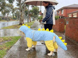 Blue Dog Raincoat Dinosaur Hooded Waterproof Jacket 7XL Size with Leash Hole Removable Tail Cover V888-ELOSUNG54349