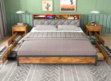 Double Bed Frame with 4 Storage Drawers, Charging Station, USB Ports, Black V178-59296