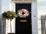 24 Inch Spring Everyday Pink Flower Wreath Front Door, Soft Touch Pink Roses Peony Orchid Wreath V1258-DP02-C-2649