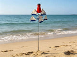 Windmills Wind Sculpture Large Metal Nautical Art Garden Windmills Sailboat Wind Spinners Decor for V1369-AZ3-W-15223