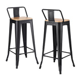 Artiss Metal Bar Stools Set of 2 Counter Height Barstools 77cm Seat Height w/ Removable Back BA-KJ-J004-WDX2