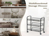 CARLA HOME 3 Tier Rolling Kitchen Trolley Cart - Metal Mesh - Black - Basic - Steel V178-36464