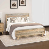 King Size Wooden Bed Frame in Solid Wood Antique Design Light Brown V43-BED-WDLK