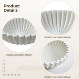 Ruffle Decorative Bowl Large, Resin Sculpture with Flowing Ruffle Design, Marble Texture, White V1370-AZ4-16717