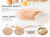 2 Pack Oval Sourdough Proofing Basket Set with Linen Liner, Natural Rattan Bread Fermentation Bowl V1107-CS-HBTLD