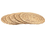 6 Pack 13 Inch Water Hyacinth Braided Placemat, Seagrass Woven Round Placemats, Natural Wicker V1370-AZ4-04068