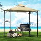 Instahut Gazebo Outdoor Patio Marquee BBQ Grill Shelter Garden Shade Hooks Beige GAZEBO-IR-BBQ02-25X15-BG