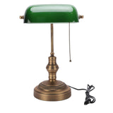 Green Glass Bankers Desk Lamp Retro Antique Library Lamp with Pull Chain Switch in Fixture EU V1294-YM0901-3119260008911