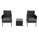 3PC Outdoor Table and Chairs Set-Black V264-OTF-520S-BLK