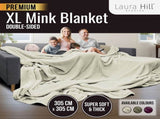 Laura Hill 3m x 3m XL Faux Mink Blanket Double-Sided Soft Plush Bed Oversized Throw Rug Beige MINK-XL-BE