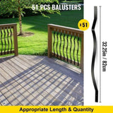 Deck Balusters, 51 Pack Metal Deck Spindles, 32.25"x1" Staircase Baluster with Screws, Iron Deck V952-TLGYC32.2550/SL5YV0