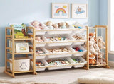 Keezi 3-in-1 Kids Toy Storage Organiser with 12 Bins, Shelves & Animal Storage FURNI-S-TOY3MULTI-WD