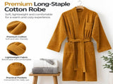 Orange Soft Absorbent 100% Cotton Terry Bathrobe - 120cm Long Adult Towel Robe with 140cm Chest, V888-ELOSUNG55414