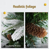 Jingle Jollys Christmas Tree 190cm Pine Cones LED Flocking Xmas Tree 680 Tips XM-TR-SNOW-190-LED