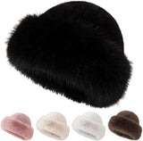 Womens Winter Faux Fur Bucket Hat, Thick Fluffy Fisherman, Winter Warmer Cap for Women V1258-DP02-F-13