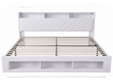 Artiss King Bed Frame with Storage, Charging Station & LED, White BFRAME-G-CORE-K-BK-ABC