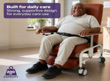 EQUIPMED Deluxe Mobile Geriatric Recliner Day Chair, Adjustable and Removable Meal Tray, Drop Down V219-HELGCHMH6BRA