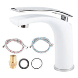 White Paint Washbasin Faucet Hot and Cold Bathroom Hardware Basin Water Tap Standard V1294-YM0901-3112200083111